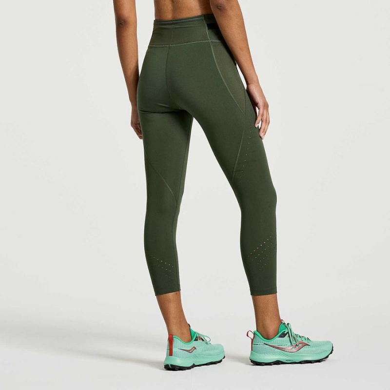 Dark Green Saucony Explorer Utility Crop Women's Tight | Malaysia S10426-B61