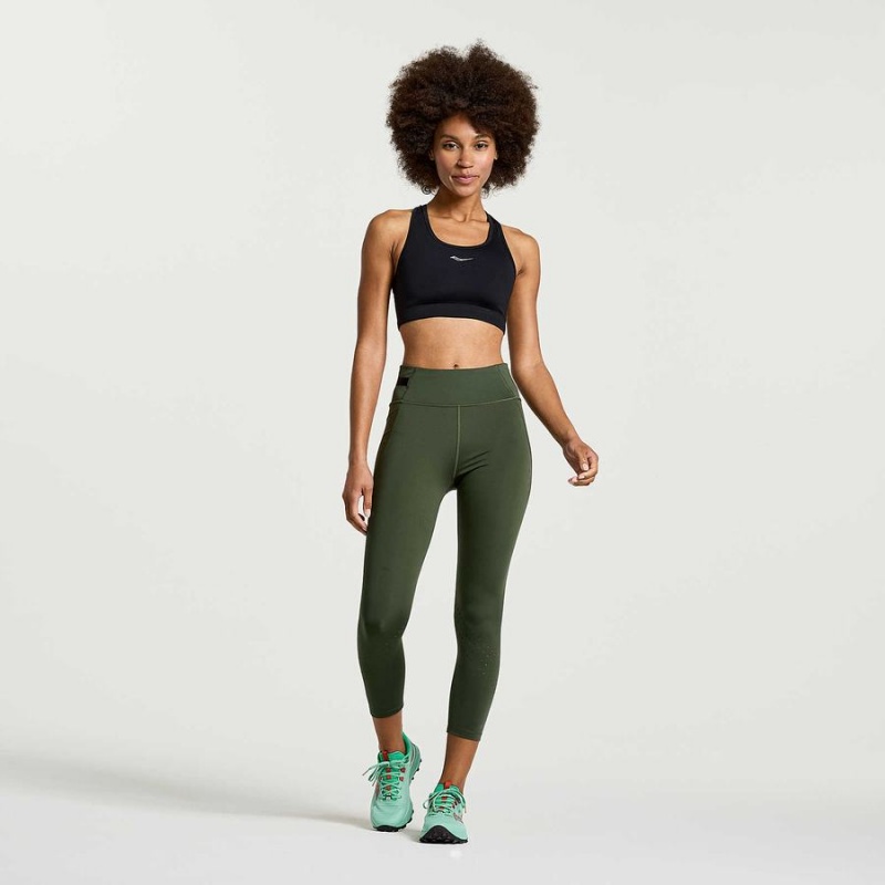 Dark Green Saucony Explorer Utility Crop Women's Tight | Malaysia S10426-B61