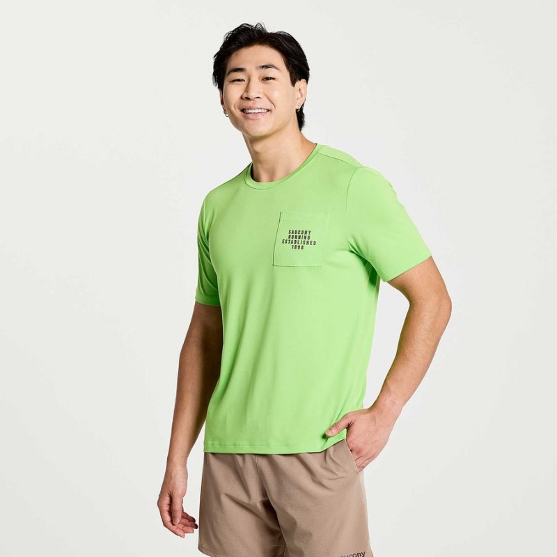 Green Saucony Explorer Short Sleeve Men\'s T Shirts | Malaysia S74325-R26