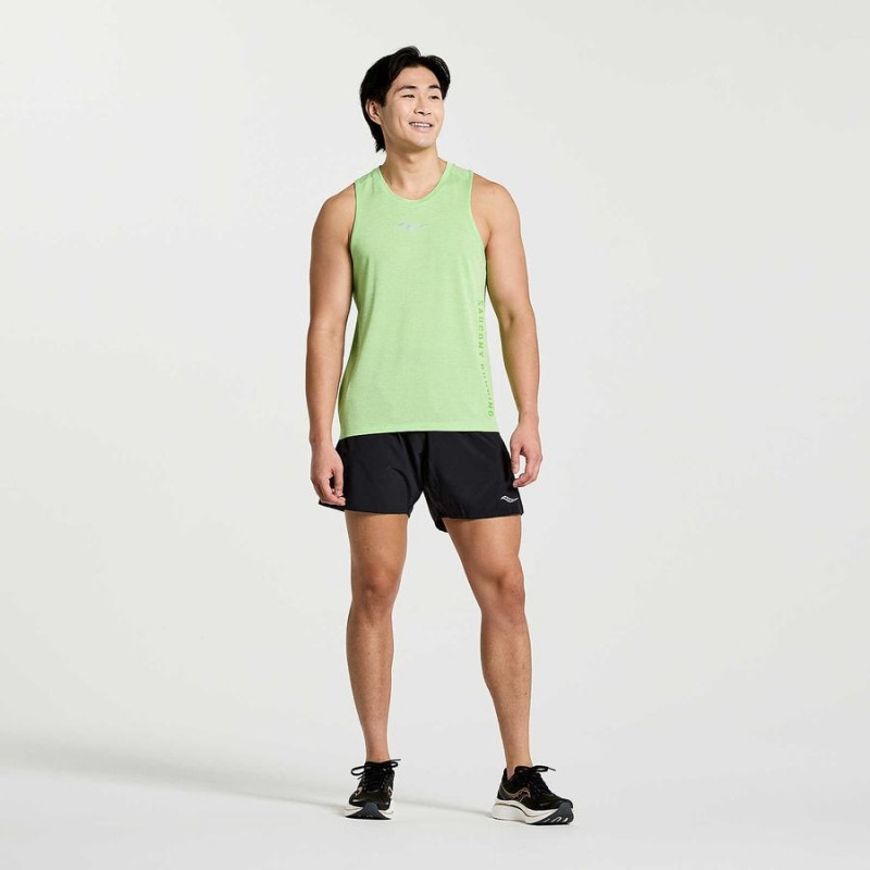 Green Saucony Stopwatch Graphic Singlet Men's Tank Top | Malaysia S63841-K35