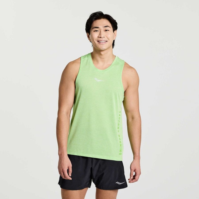 Green Saucony Stopwatch Graphic Singlet Men\'s Tank Top | Malaysia S63841-K35