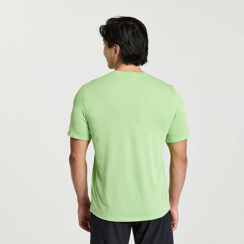 Green Saucony Stopwatch Short Sleeve Men's T Shirts | Malaysia S52398-Q96