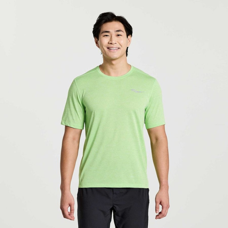 Green Saucony Stopwatch Short Sleeve Men\'s T Shirts | Malaysia S52398-Q96