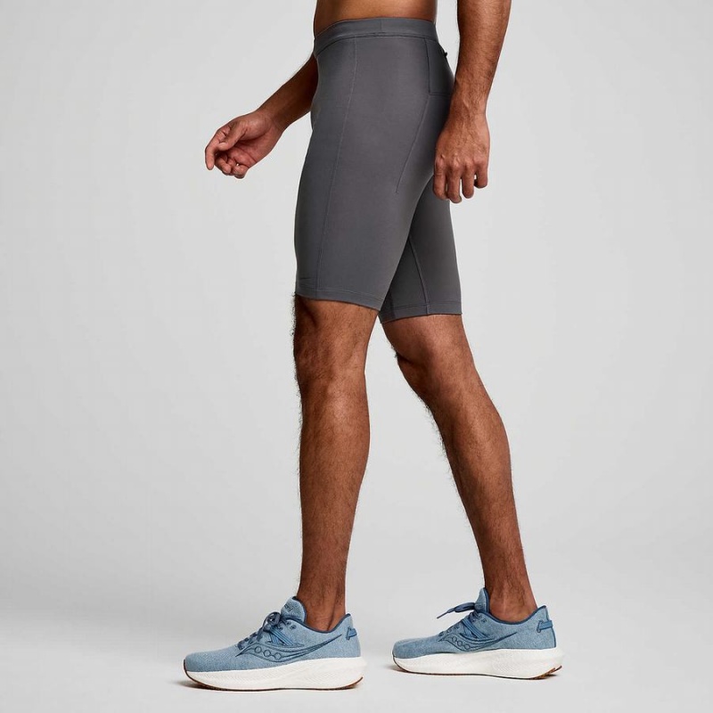 Grey Saucony Fortify Lined Half Men's Tight | Malaysia S12657-G48