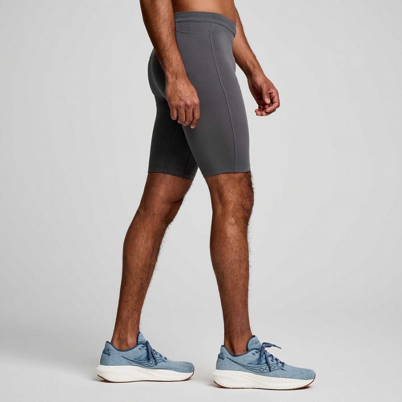 Grey Saucony Fortify Lined Half Men's Tight | Malaysia S12657-G48