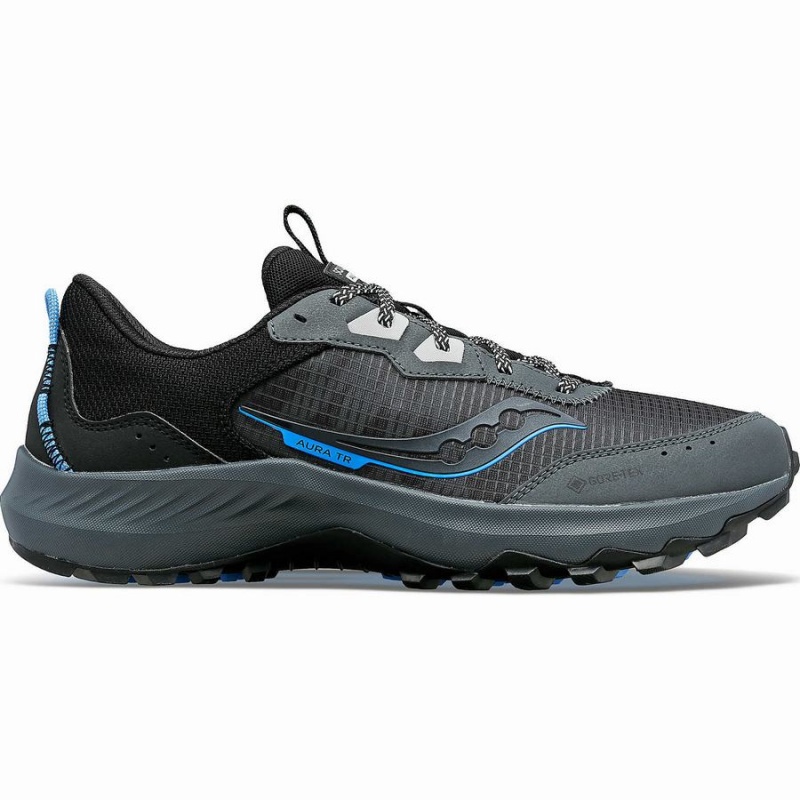 Grey / Black Saucony Aura TR GTX Men\'s Trail Running Shoes | Malaysia S62478-Q15