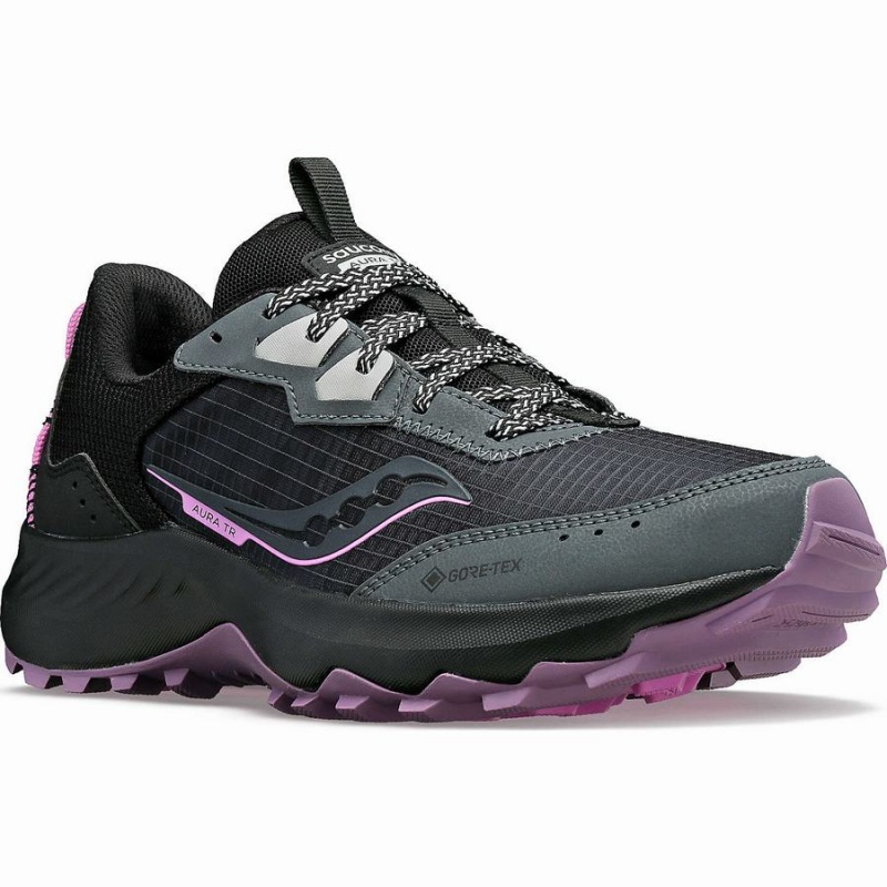 Grey / Black Saucony Aura TR GTX Women's Running Shoes | Malaysia S58692-P94