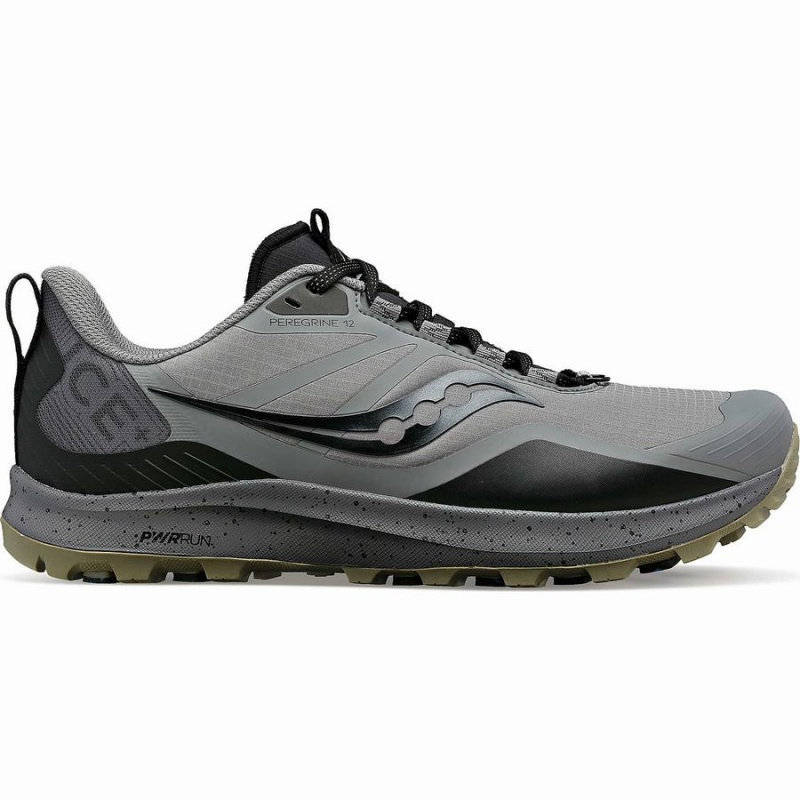 Grey / Black Saucony Peregrine ICE+ 3 Men\'s Running Shoes | Malaysia S43105-Z09