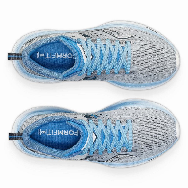 Grey / Blue Saucony Ride 17 Wide Women's Running Shoes | Malaysia S60915-C75