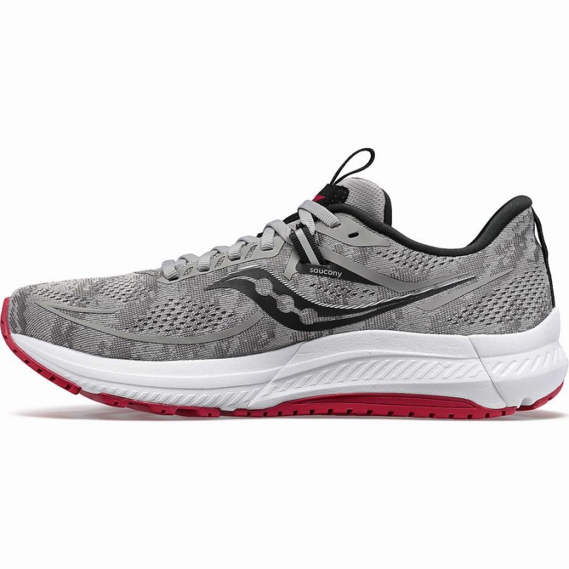 Grey / Dark Red Saucony Omni 21 Wide Men's Running Shoes | Malaysia S04687-R13