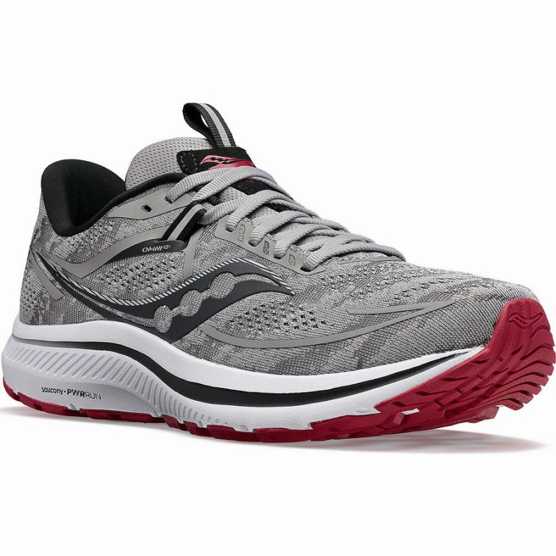 Grey / Dark Red Saucony Omni 21 Wide Men's Running Shoes | Malaysia S04687-R13