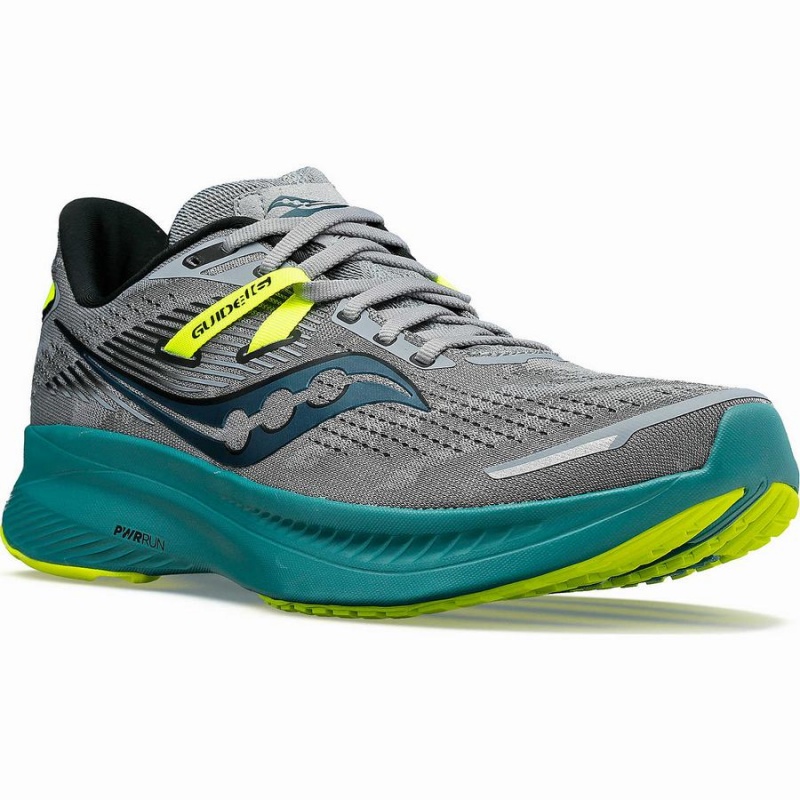 Grey / Green Saucony Guide 16 Men's Running Shoes | Malaysia S71948-D08