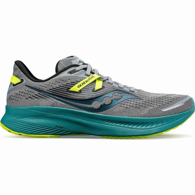 Grey / Green Saucony Guide 16 Men\'s Running Shoes | Malaysia S71948-D08