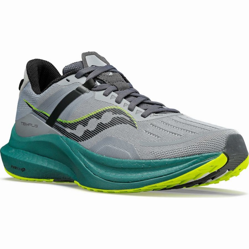 Grey / Green Saucony Tempus Men's Running Shoes | Malaysia S30571-B54