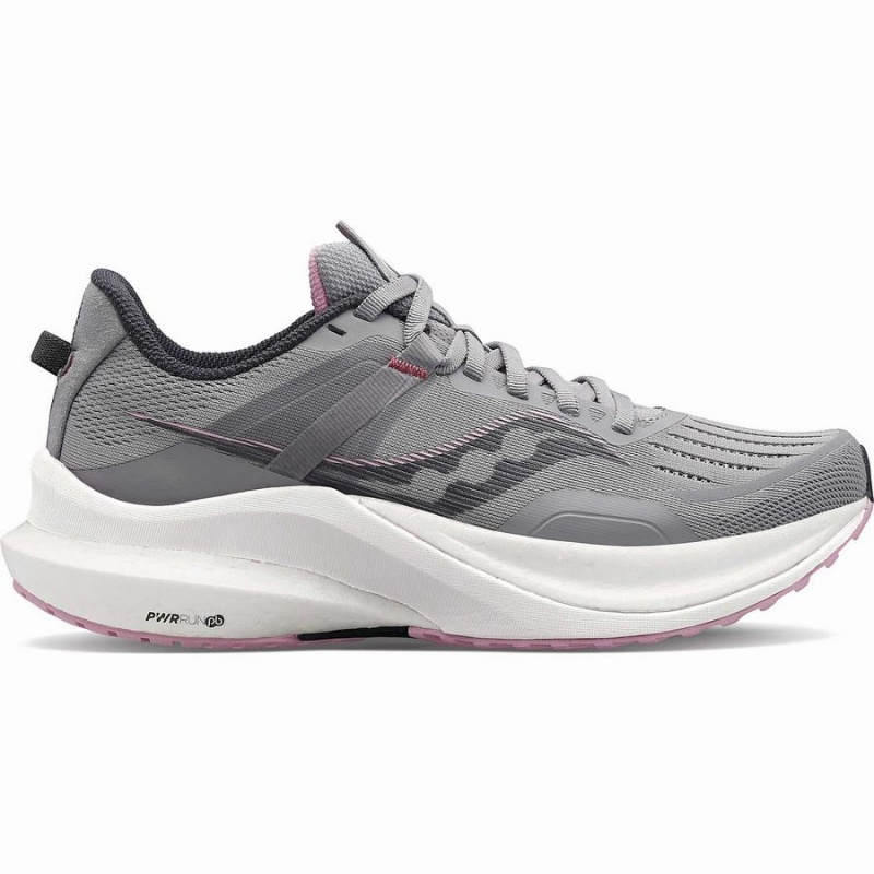 Grey / Pink Saucony Tempus Wide Women\'s Running Shoes | Malaysia S59860-A45