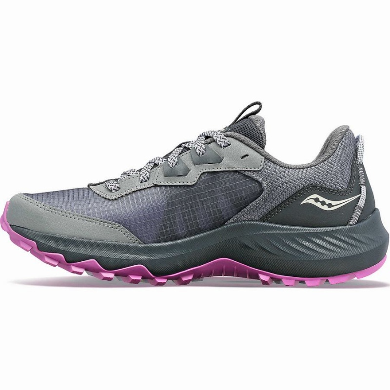 Grey / Purple Saucony Aura TR Wide Women's Trail Running Shoes | Malaysia S90138-Y13