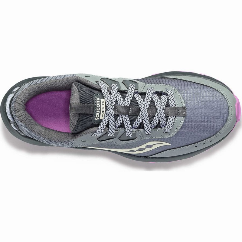 Grey / Purple Saucony Aura TR Wide Women's Trail Running Shoes | Malaysia S90138-Y13