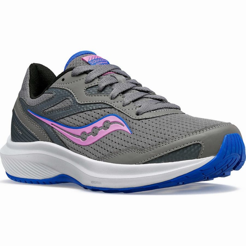 Grey / Purple Saucony Cohesion 16 Wide Women's Walking Shoes | Malaysia S41536-A16