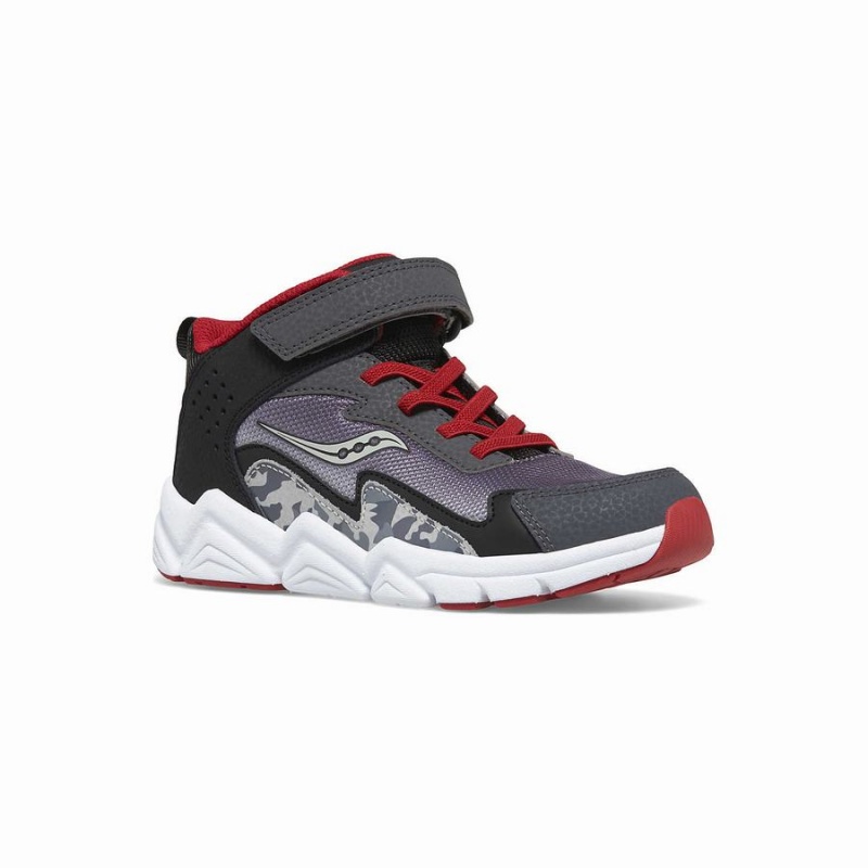 Grey / Red Saucony Flash Mid A/C Sneaker Kids' Running Shoes | Malaysia S85946-G89