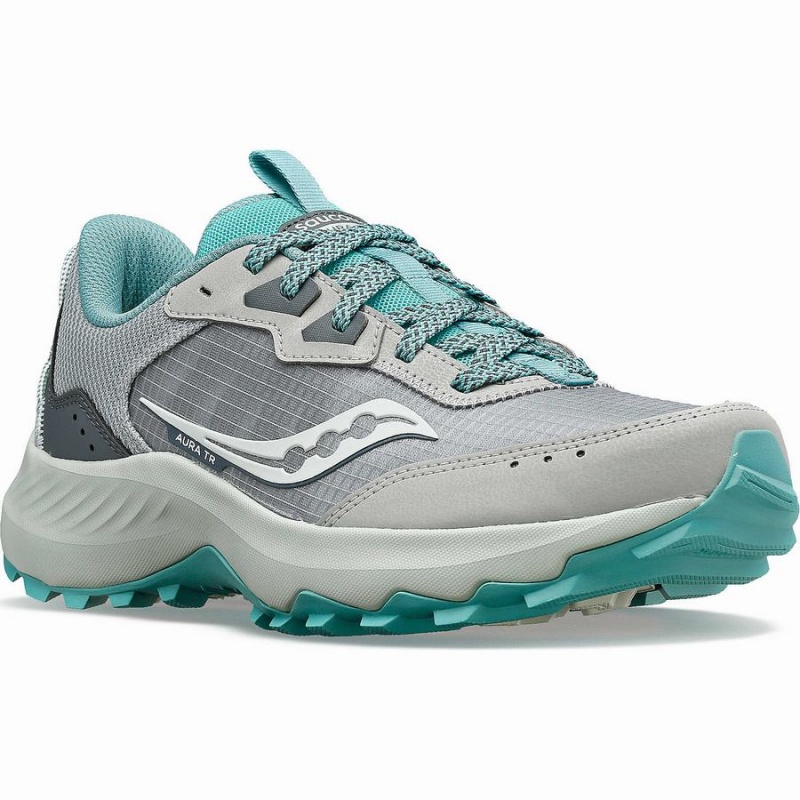 Grey / Turquoise Saucony Aura TR Wide Women's Trail Running Shoes | Malaysia S68127-R75