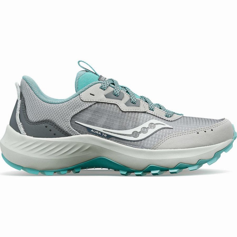 Grey / Turquoise Saucony Aura TR Wide Women\'s Trail Running Shoes | Malaysia S68127-R75