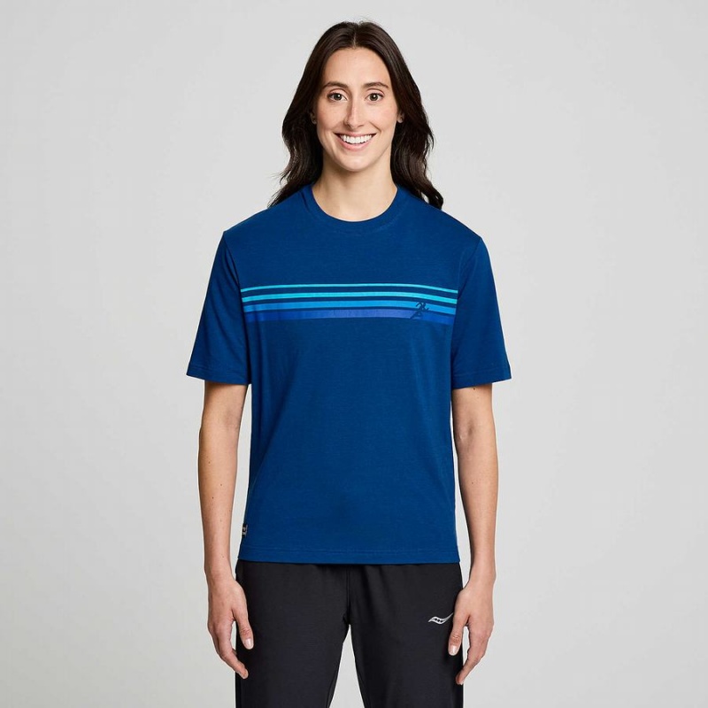 Indigo Saucony Recovery Short Sleeve Men's T Shirts | Malaysia S90836-M25