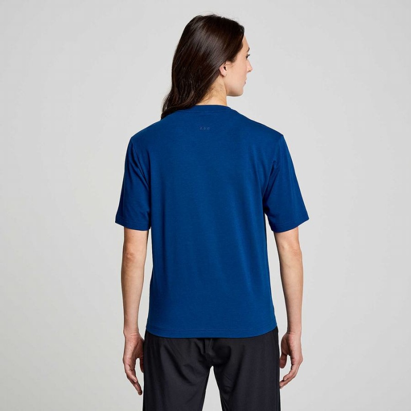 Indigo Saucony Recovery Short Sleeve Men's T Shirts | Malaysia S90836-M25