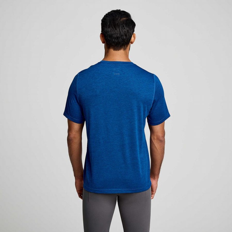 Indigo Saucony Stopwatch Graphic Short Sleeve Men's T Shirts | Malaysia S65874-R70