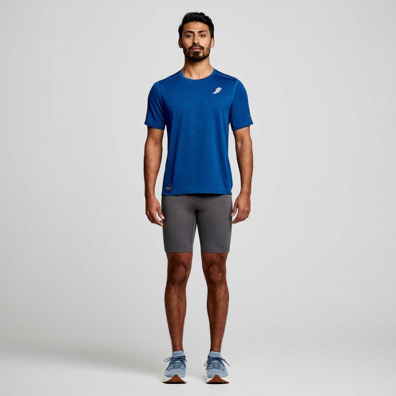 Indigo Saucony Stopwatch Graphic Short Sleeve Men's T Shirts | Malaysia S65874-R70