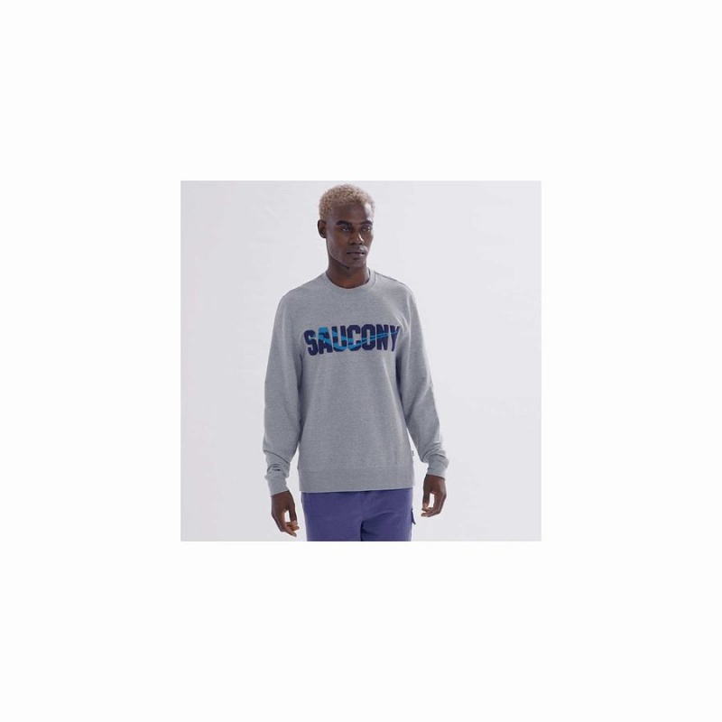 Light Grey Saucony Rested Crewneck Men's Sweatshirt | Malaysia S20896-B48