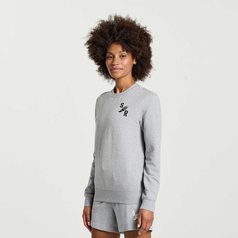 Light Grey Saucony Rested Crewneck Women\'s Sweatshirt | Malaysia S19627-E68