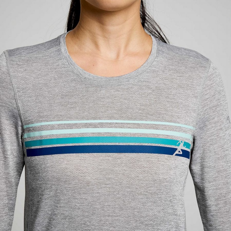 Light Grey Saucony Stopwatch Graphic Long Sleeve Women's T Shirts | Malaysia S56371-G03