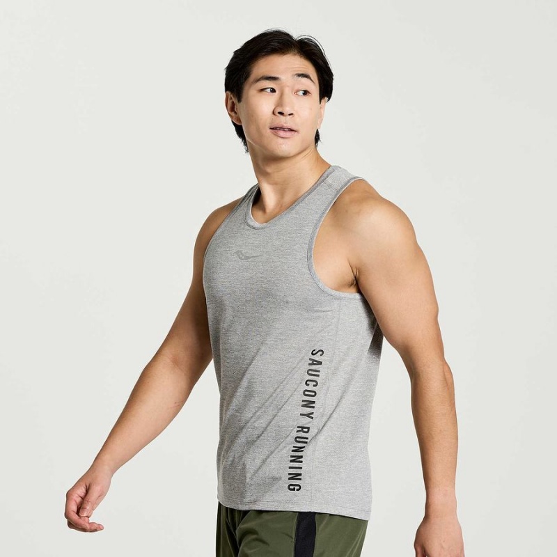 Light Grey Saucony Stopwatch Graphic Singlet Men\'s Tank Top | Malaysia S34520-J58