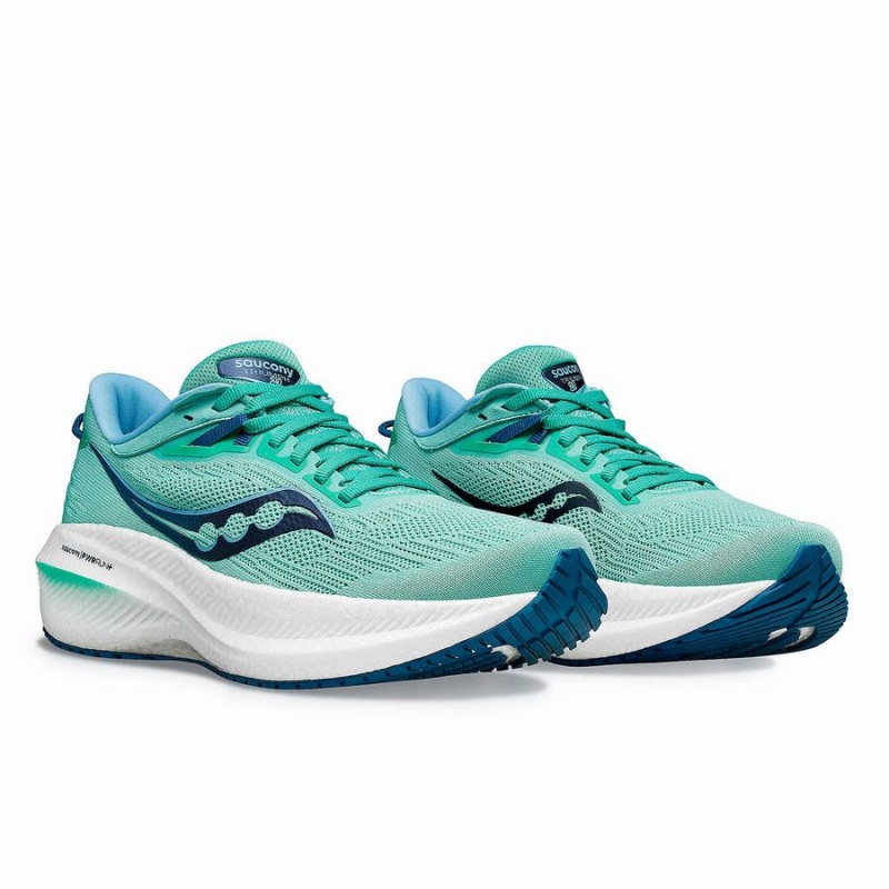 Mint / Navy Saucony Triumph 21 Women's Running Shoes | Malaysia S02176-C68