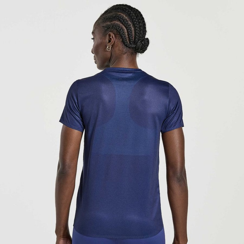 Navy Saucony Elite Short Sleeve Women's T Shirts | Malaysia S91803-N60