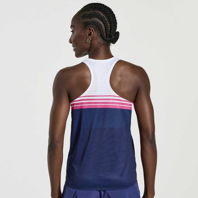 Navy Saucony Elite Singlet Women's Tank Top | Malaysia S09768-C49