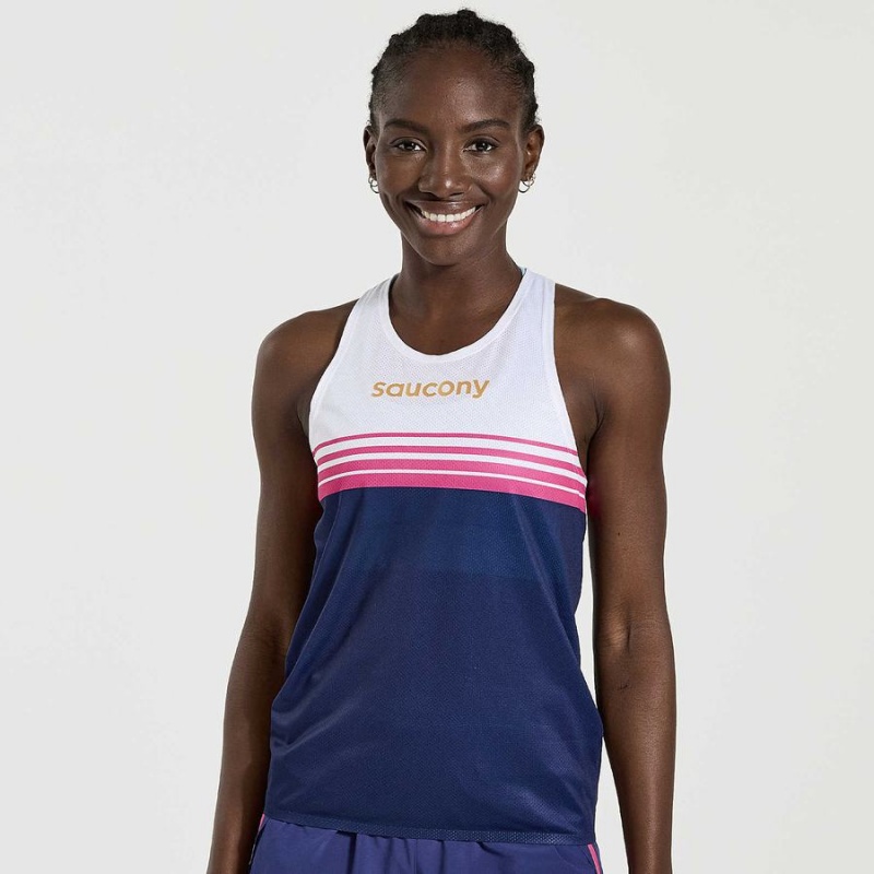 Navy Saucony Elite Singlet Women\'s Tank Top | Malaysia S09768-C49