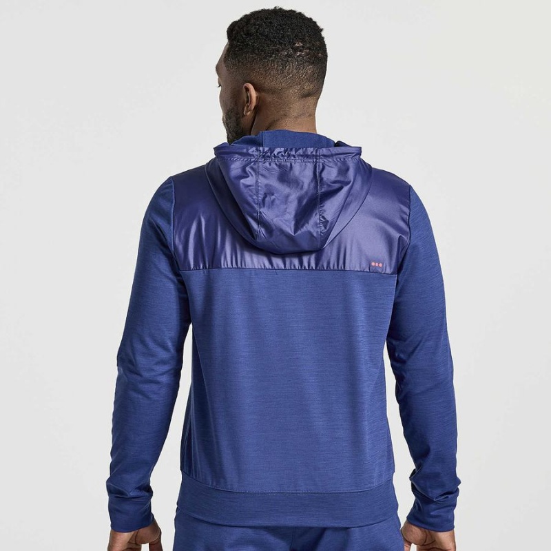 Navy Saucony Solstice Zip Hoody Men's Tops | Malaysia S16285-Z34