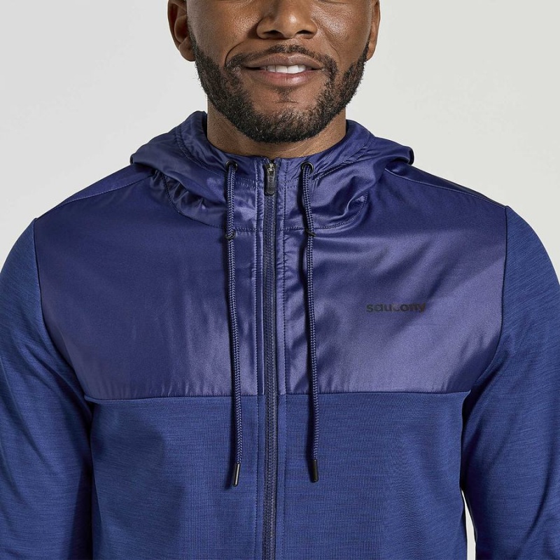 Navy Saucony Solstice Zip Hoody Men's Tops | Malaysia S16285-Z34