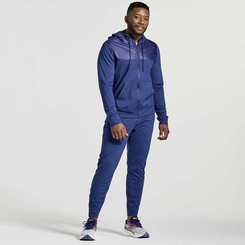 Navy Saucony Solstice Zip Hoody Men's Tops | Malaysia S16285-Z34