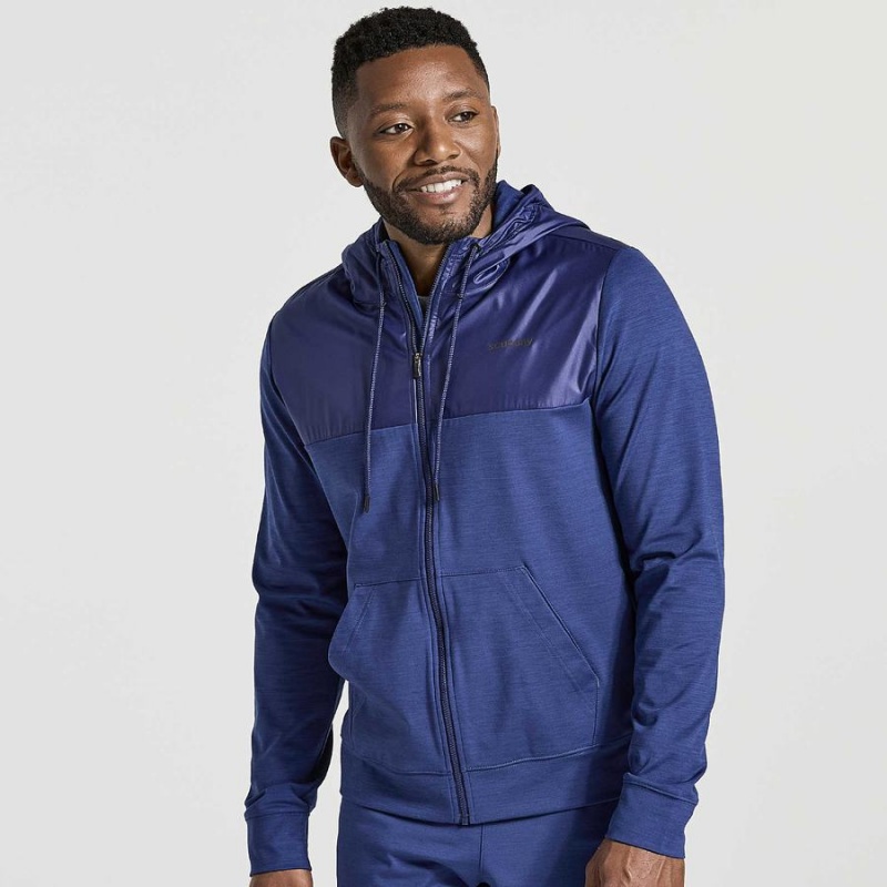 Navy Saucony Solstice Zip Hoody Men\'s Tops | Malaysia S16285-Z34