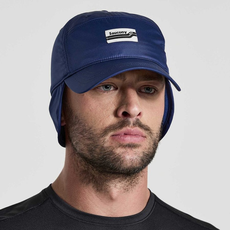 Navy Saucony Tech Ear Flap Men\'s Hats | Malaysia S80149-Z14