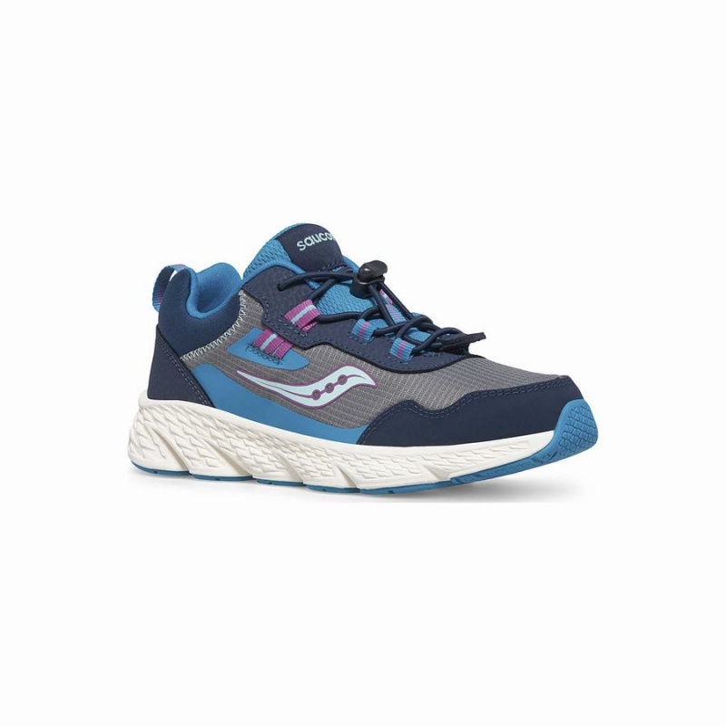 Navy / Grey Saucony Wind Shield 3.0 Sneaker Kids' Running Shoes | Malaysia S19023-B18