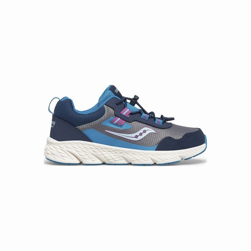 Navy / Grey Saucony Wind Shield 3.0 Sneaker Kids\' Running Shoes | Malaysia S19023-B18