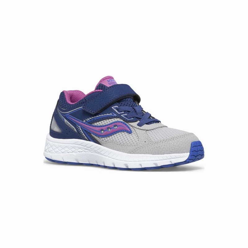 Navy / Grey / Purple Saucony Cohesion 14 A/C Sneaker Kids' Running Shoes | Malaysia S49278-Y12