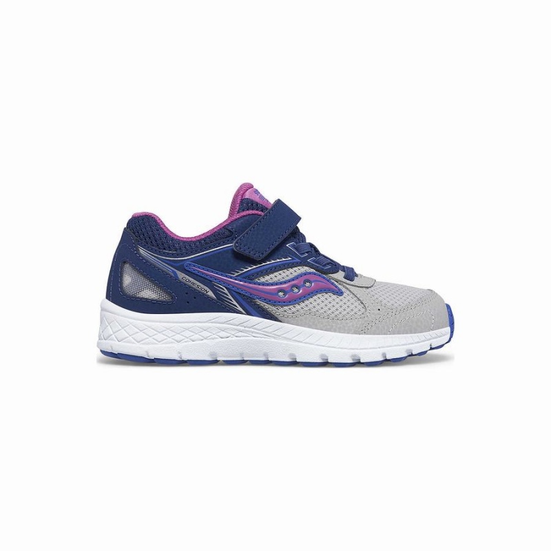 Navy / Grey / Purple Saucony Cohesion 14 A/C Sneaker Kids\' Running Shoes | Malaysia S49278-Y12