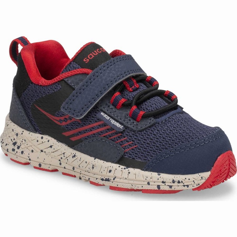 Navy / Red Saucony Wind Shield A/C Jr. Sneaker Kids' Running Shoes | Malaysia S37064-S08