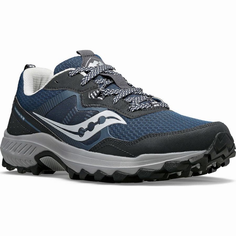 Navy / Silver Saucony Excursion TR16 Wide Men's Trail Running Shoes | Malaysia S36975-W87