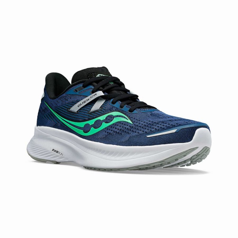 Navy / Turquoise Saucony Guide 16 Wide Men's Running Shoes | Malaysia S10857-H94