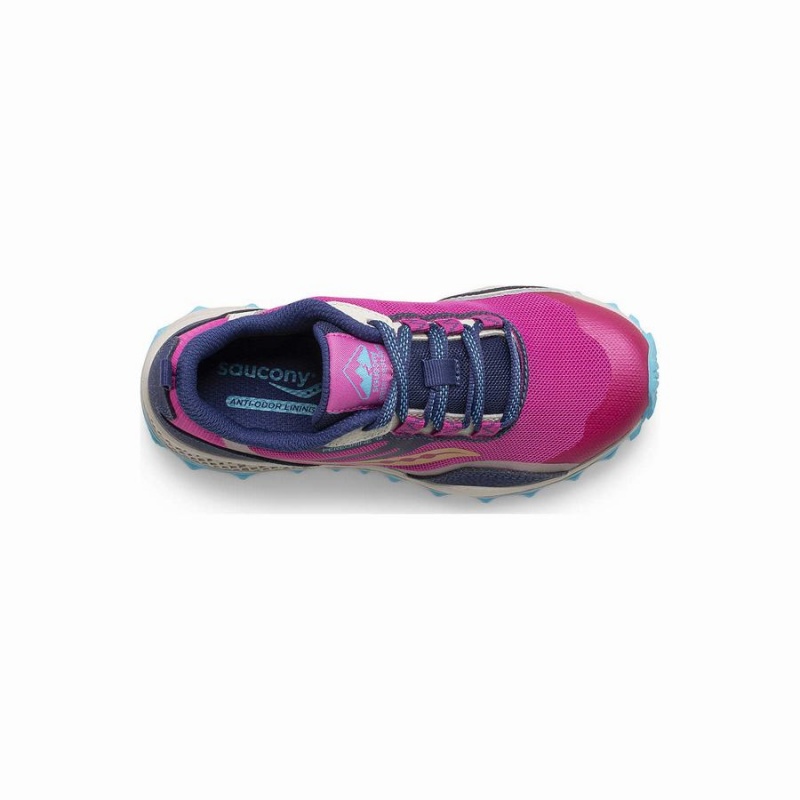 Navy / Turquoise / Pink Saucony Peregrine 12 Shield Sneaker Kids' Running Shoes | Malaysia S60579-R06